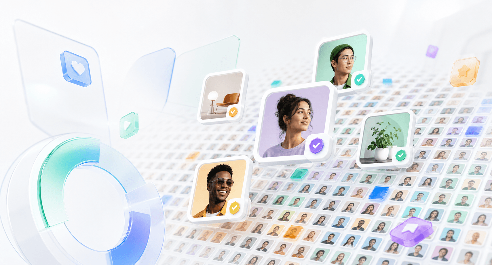 Animated profile grid onboarding preview
